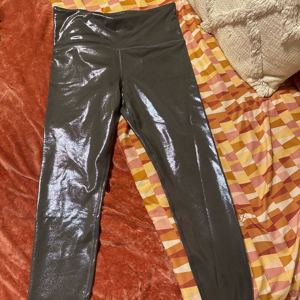 Athleta Grey High-Gloss Leggings